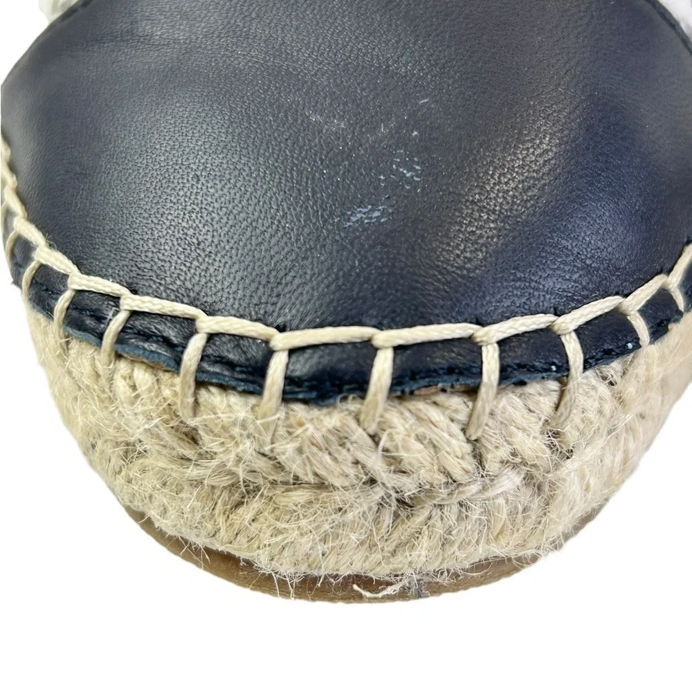 J McLaughlin black white woven leather espadrille size 7.5